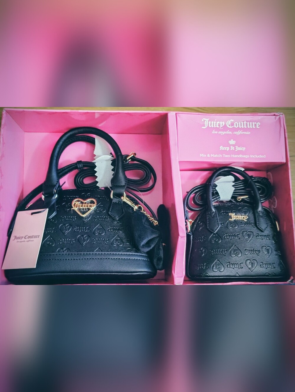 Juicy Couture Black Mini Satchel with Gold Hardware